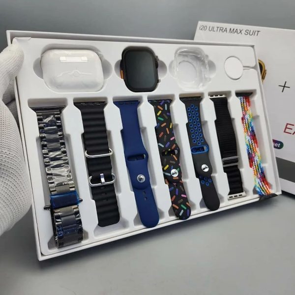 i20 Ultra Max Smartwatch & Earbuds with 7 Straps Random Colors