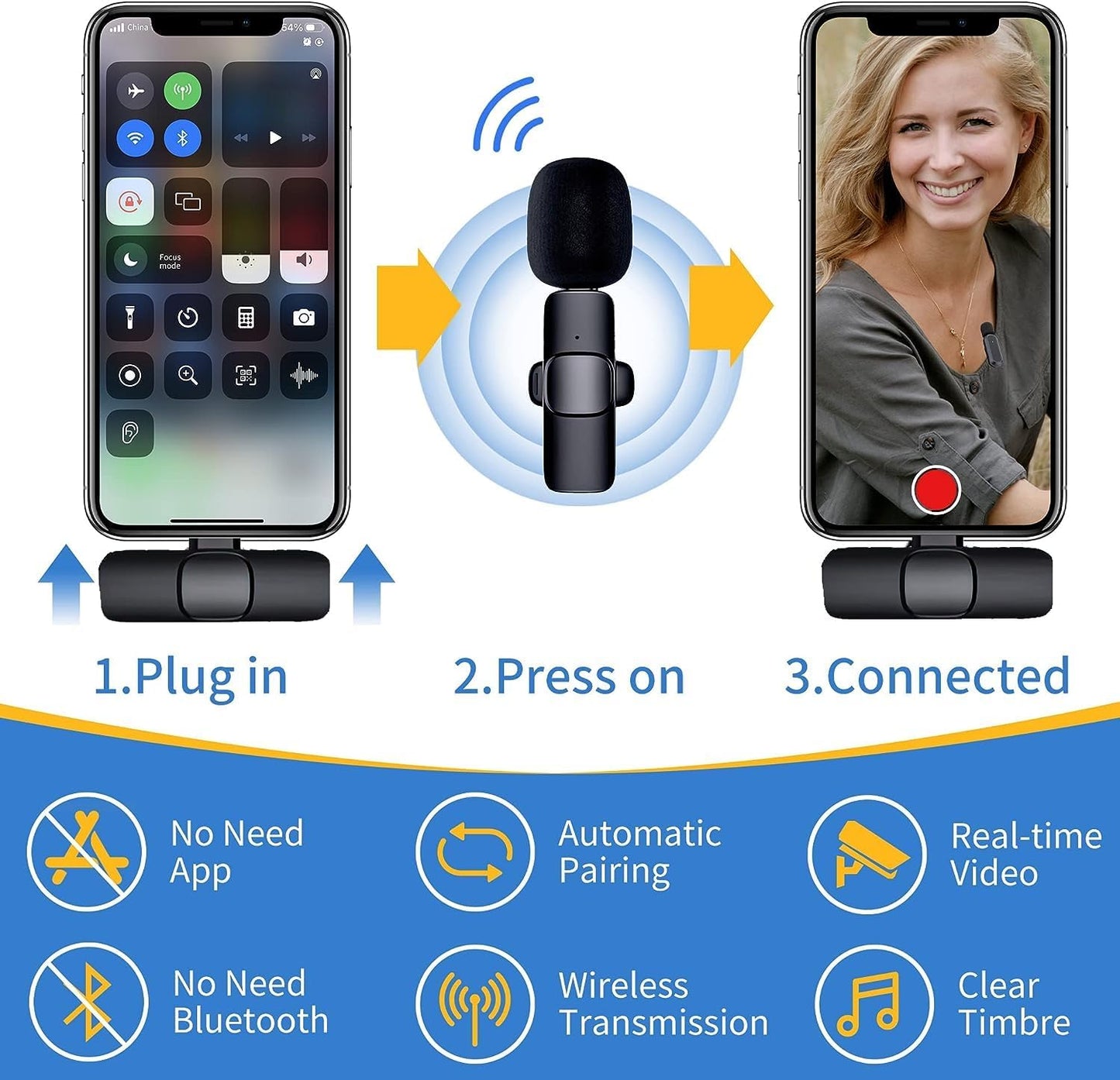 K9 Dual Wireless Microphone Plug & Play USB Type-C Noise Reduction