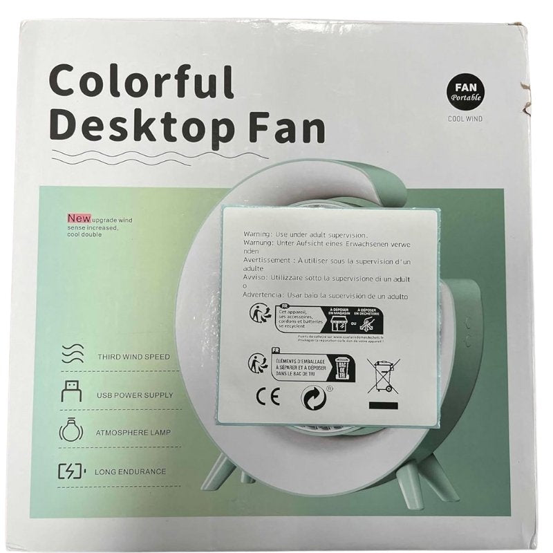 Colorful USB Rechargeable Desktop Cooling Fan